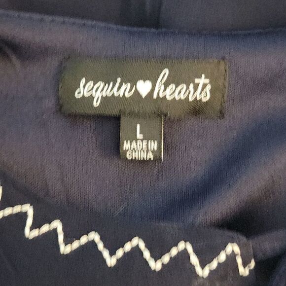 SEQUIN HEARTS Floral and‎ Embroidered and Ruffled Boho Peasant Dress Large - Picture 8 of 9